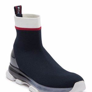 New Michael Kors Kendra Stretch-knit Sock Sneaker Blue/ White / Red sz 7M